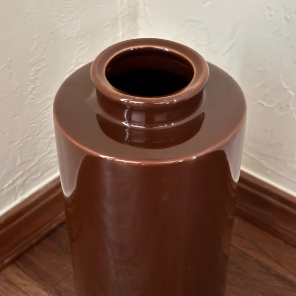 Pottery Barn Brown Glazed Flower Vase Modern Classic Floral Decorative